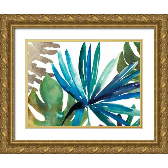 Jensen, Asia 24x19 Gold Ornate Wood Framed with Double Matting Museum Art Print Titled - Tropic Sway I