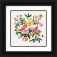 thumbnail image 1 of Jensen, Asia 26x26 Black Ornate Wood Framed with Double Matting Museum Art Print Titled - Folky Flowers II, 1 of 4