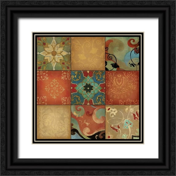 Jensen, Asia 26x26 Black Ornate Wood Framed with Double Matting Museum Art Print Titled - Kaleidoscope - Mini