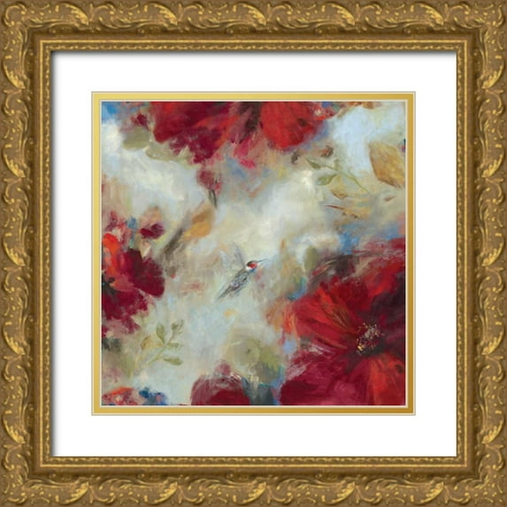 Jensen, Asia 26x26 Gold Ornate Wood Framed with Double Matting Museum Art Print Titled - Hummingbird I
