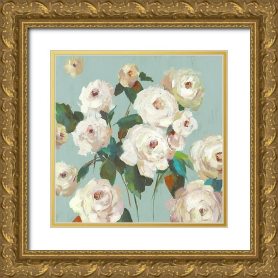Jensen, Asia 26x26 Gold Ornate Wood Framed with Double Matting Museum Art Print Titled - La Rosa