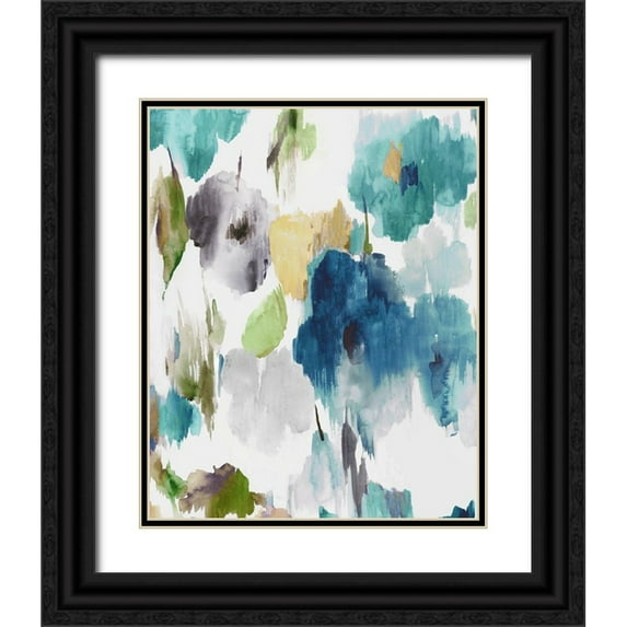 Jensen, Asia 26x32 Black Ornate Wood Framed with Double Matting Museum Art Print Titled - Abstract Flower Pattern II