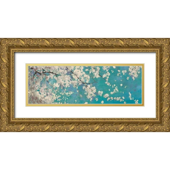 Jensen, Asia 32x13 Gold Ornate Wood Framed with Double Matting Museum Art Print Titled - Osaka Blue II