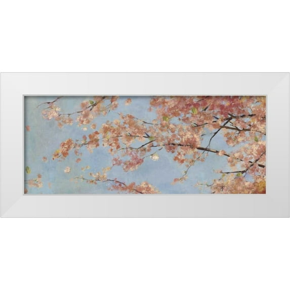 Jensen, Asia 32x15 White Modern Wood Framed Museum Art Print Titled - Osaka Blossoms I - Mini