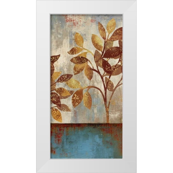 Jensen, Asia 9x14 White Modern Wood Framed Museum Art Print Titled - Bronze Leaves I