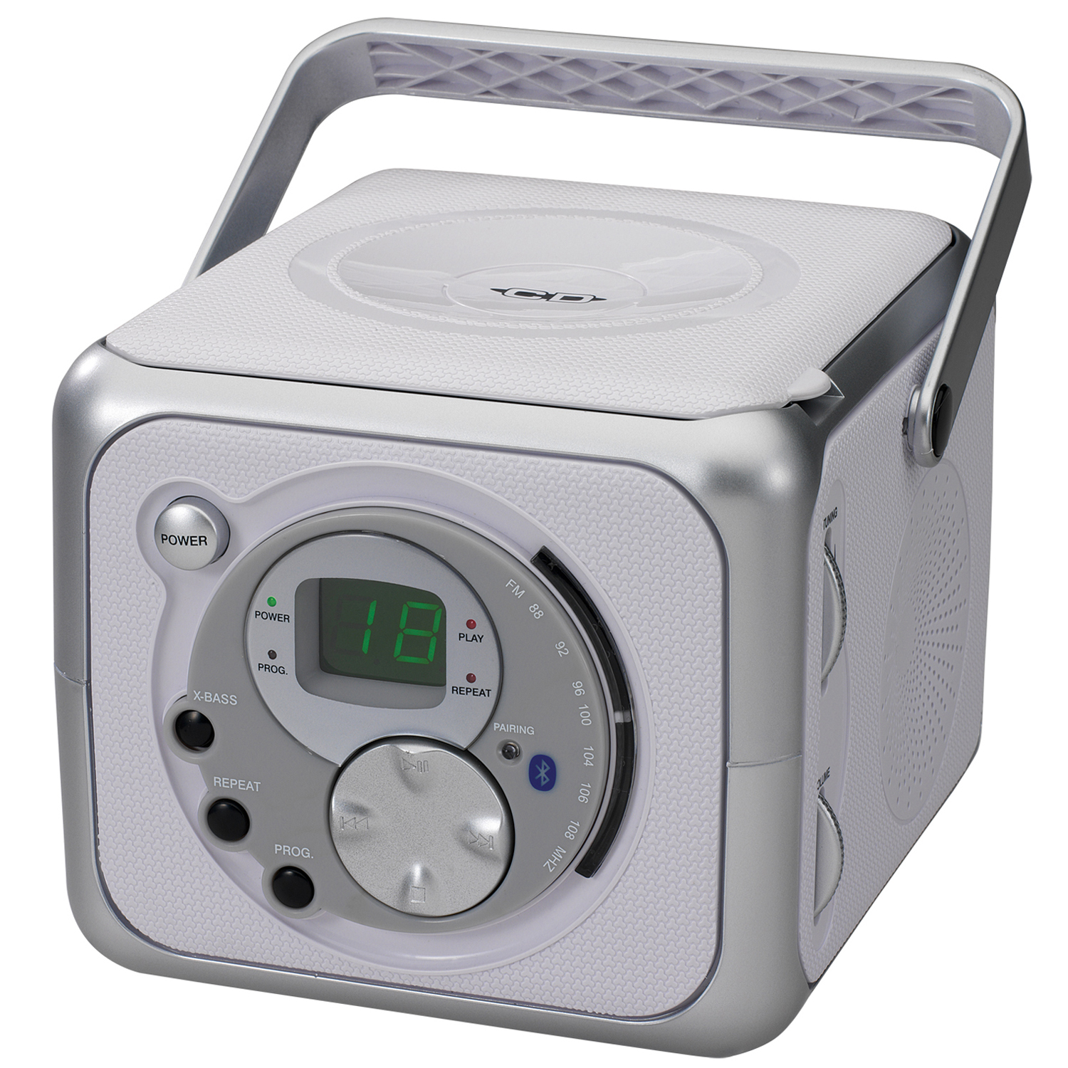 Jensen Bluetooth CD-R/RW Portable Boombox Radio, Silver