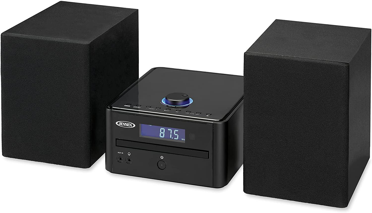 Jensen Compact Mini Bookshelf Bluetooth CD Music System with AM/FM