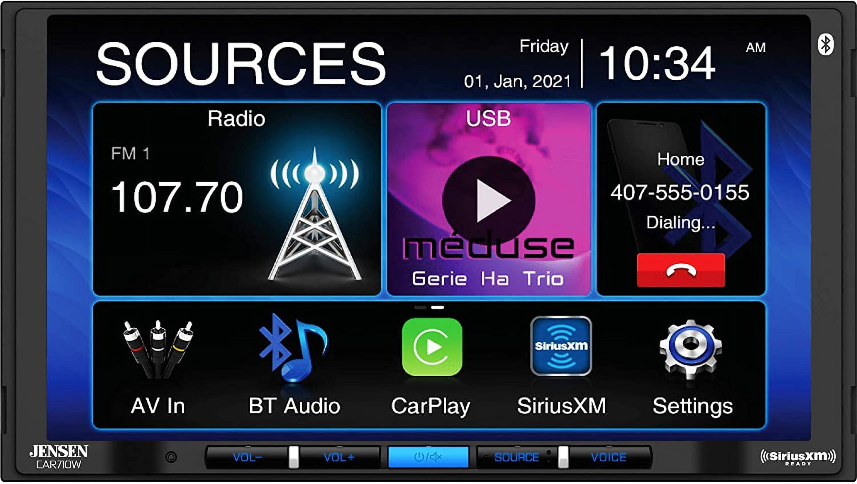 Jensen CAR710W 7” Mechless Multimedia Receiver with Wireless and Wired
