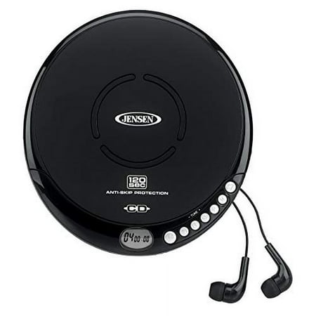 Jensen CD 120BK FM Radio Anti Skip Player Pro Earbuds, Black, 2 Pack