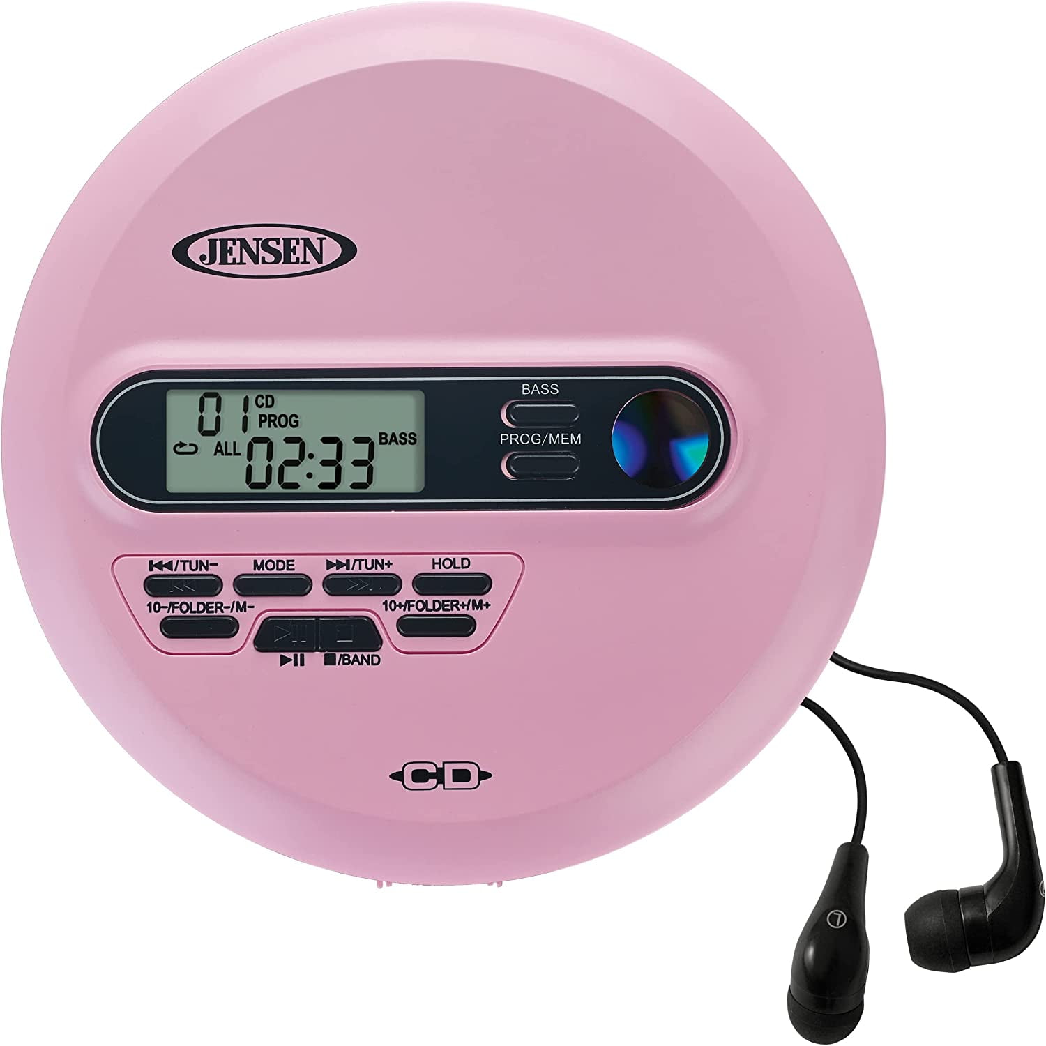 Jensen CD-65 Pink Portable Personal CD Player CD/MP3 Player +