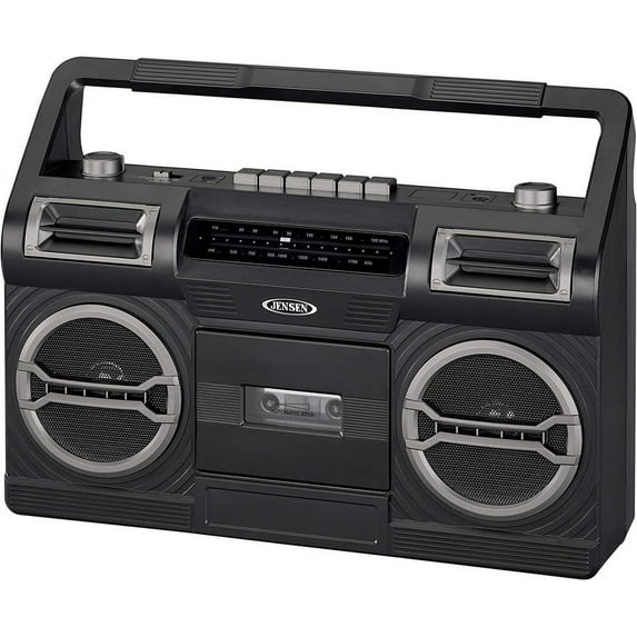 Jensen Cassette Tape Boombox, Black, MCR-500