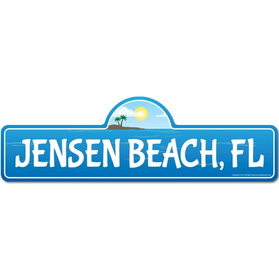 Jensen FL Florida Beach Street Sign | Indoor/Outdoor | Surfer Ocean Lover Décor For Beach House Garages Living Rooms Bedroom | Signmission Personalized Gift