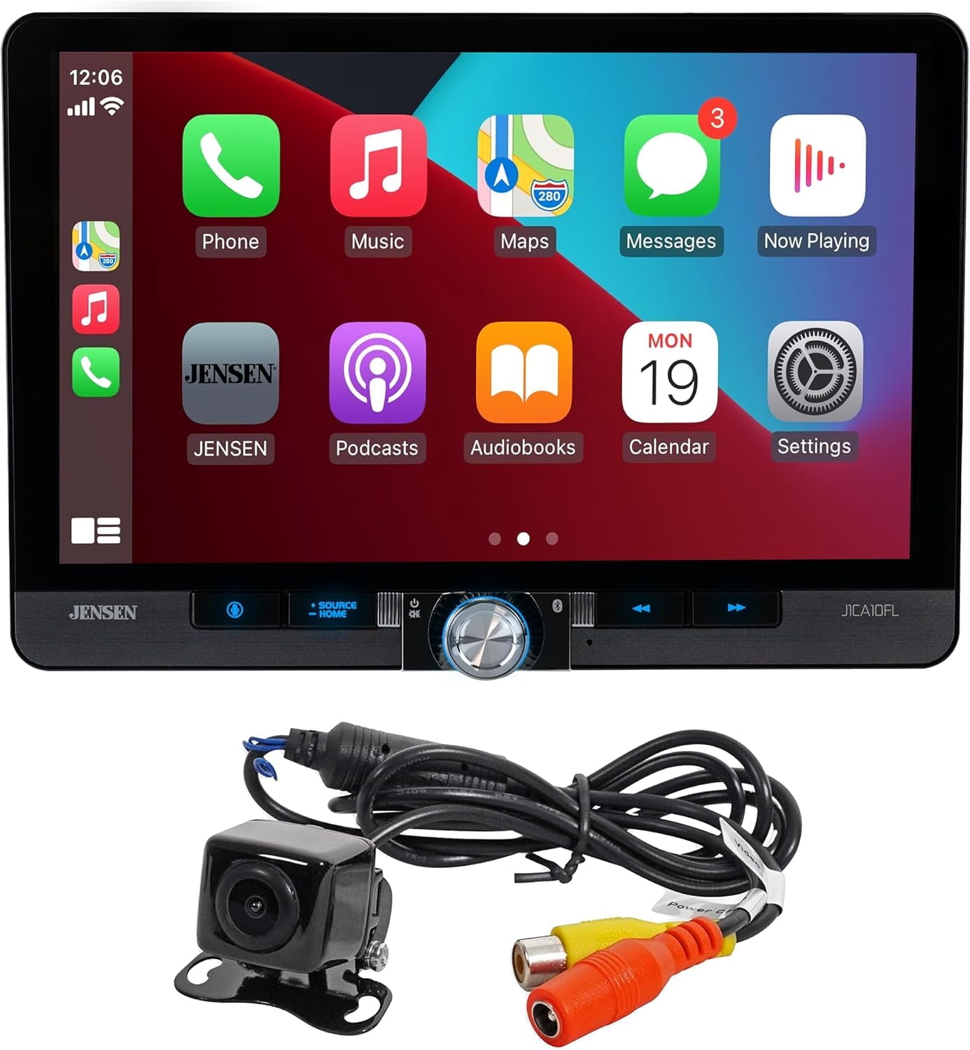 Walmart Saving of  Jensen J1CA10FL-BUC 10.1-inch Certified Apple CarPlay Android Auto Wired or Wireless | Single DIN and Double DIN Touchscreen Car Stereo Radio | Bluetooth | USB Charge | Backup Camera Included