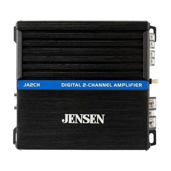 Jensen JA2CH Class-D 2-Channel Amplifier, 600 Watts Peak Power, Compact Design, Bridgeable, High Efficiency