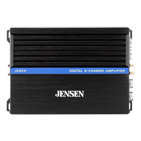 Jensen JA4CH 4-Channel Class-D Car Audio Amplifier, 1,000W Peak, 80W RMS, Bridgeable