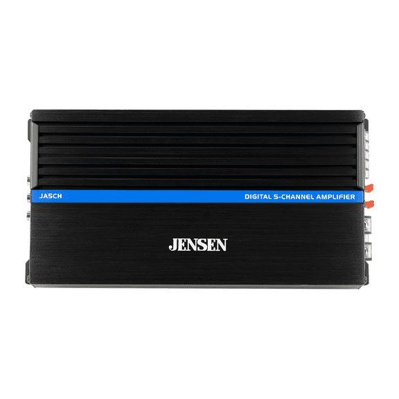 Jensen JA5CH 5-Channel Class-D Car Audio Amplifier, 1,500W Peak, 70W RMS, Bridgeable