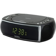 Jensen JCR-322 Modern Home CD Tabletop Stereo Clock Digital AM/FM Radio CD Player Dual Alarm Clock (Black)- New