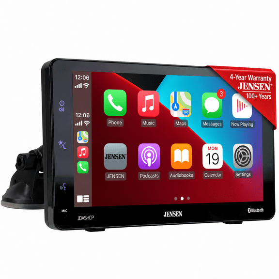 Jensen JDASHCP 7" Portable Car Stereo Screen, Wireless Apple CarPlay Android Auto