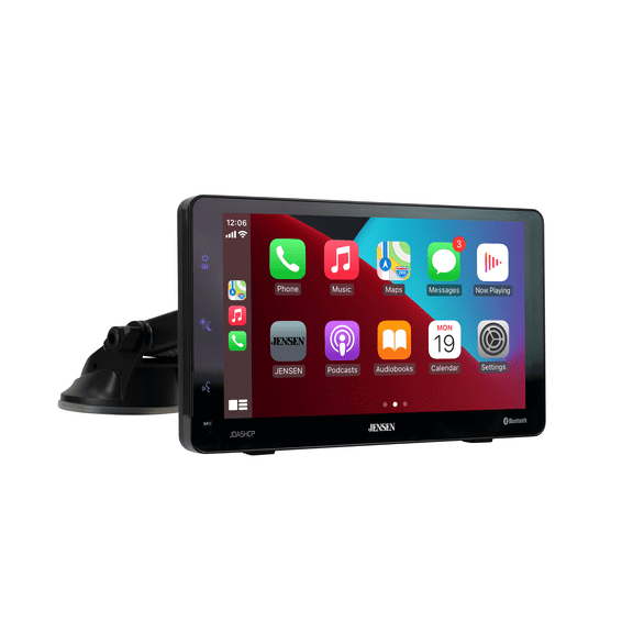 Jensen JDASHCP 7" Portable Car Stereo Screen, Wireless Apple CarPlay Android Auto