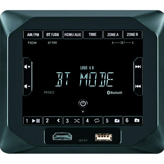 Jensen JWM22 2-Speaker Zones AM/FM|BT|HDMI|AUX Cube Wall Mount Stereo, Speaker Output 4X 6 Watt, 30 Station Presets (18FM/12AM), Receives Bluetooth Audio (A2DP) and Controls (AVRCP) from Devices