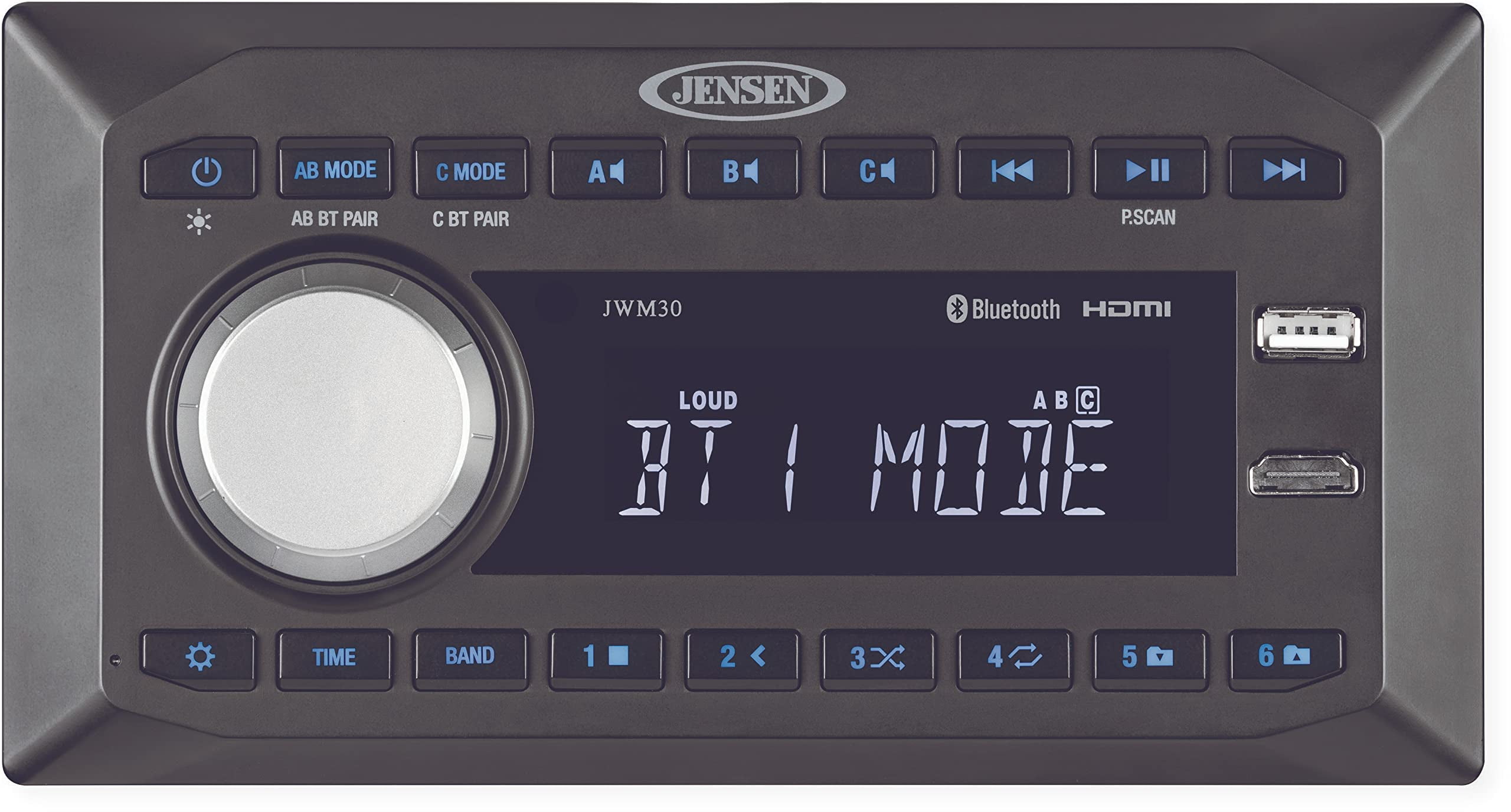 Jensen JWM30 Multisource 3zone Stereo, Black; 3 Speaker Zones (A/B/C
