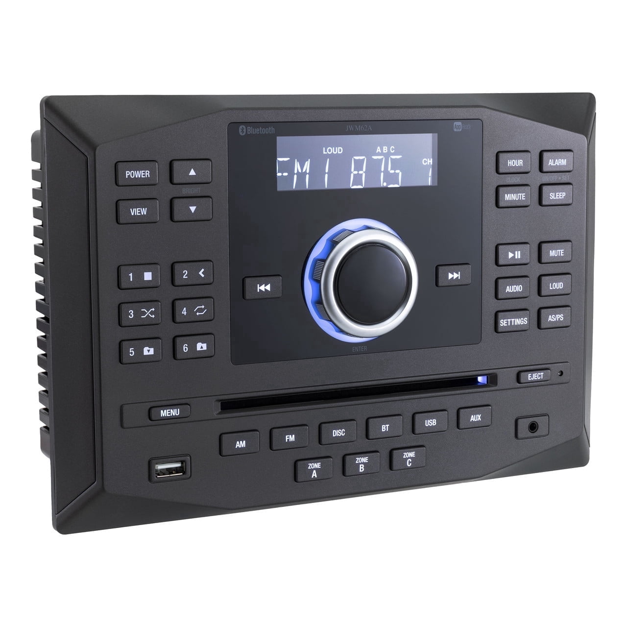 Jensen JWM62A AM|FM|DVD|CD|USB|AUX|App Ready Bluetooth Wallmount Stereo ...