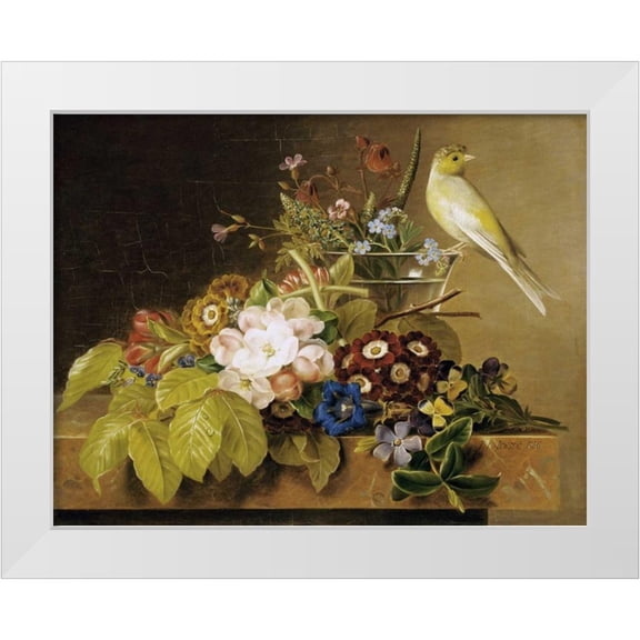 Jensen, Johan Laurents 14x12 White Modern Wood Framed Museum Art Print Titled - Sweet William, Forget Me Not