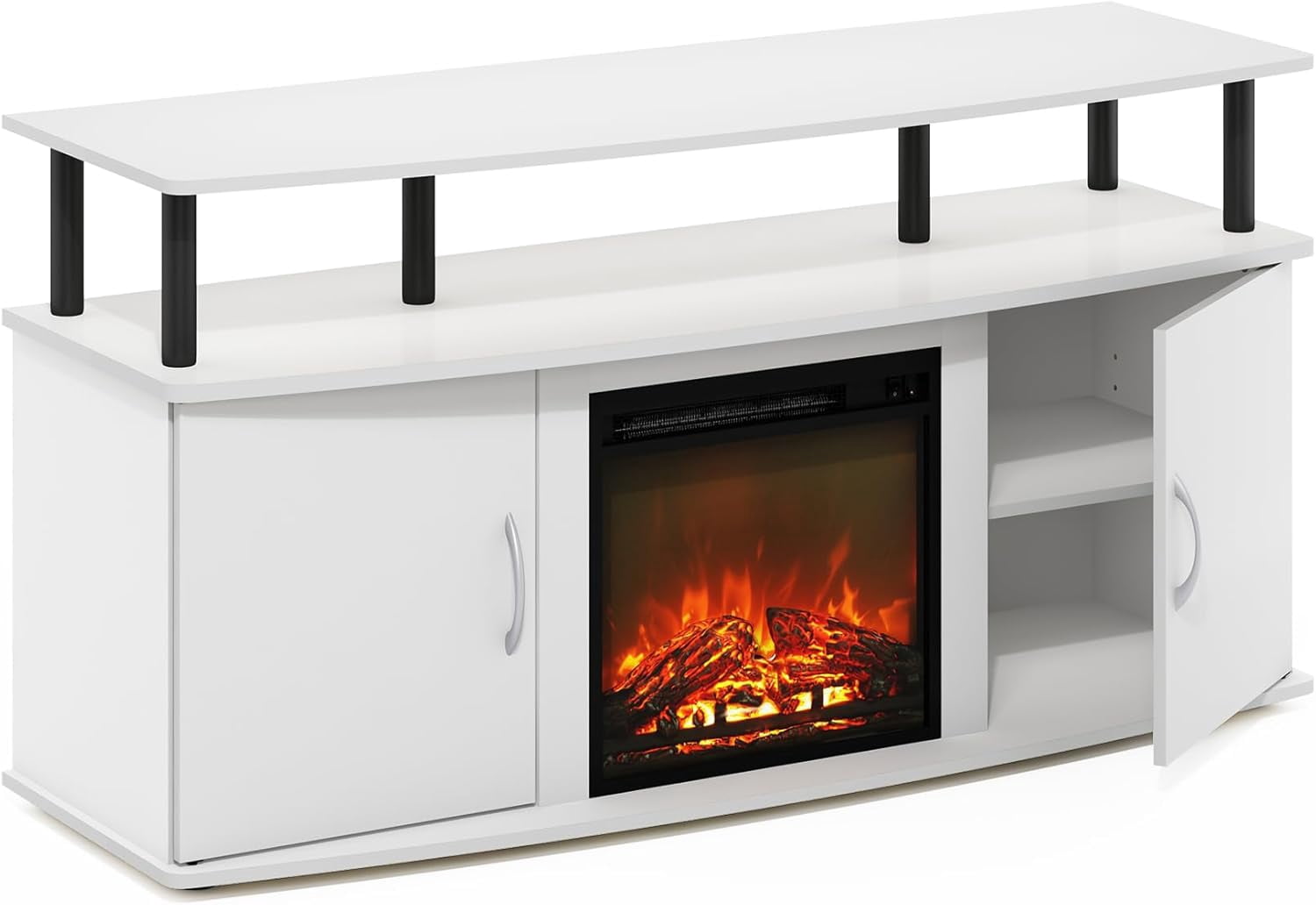 Jensen Living Room Fireplace TV Entertainment Center with Doors Storage