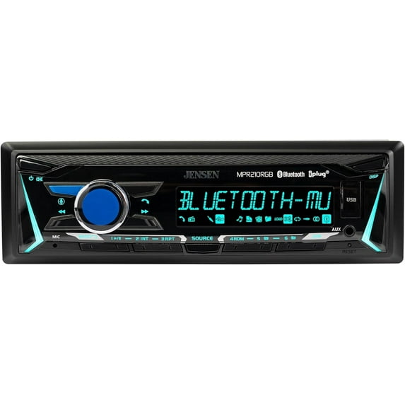 Jensen MPR210RGB Single DIN Car Stereo LCD Bluetooth Hands Free Calling Music Streaming AM/FM USB