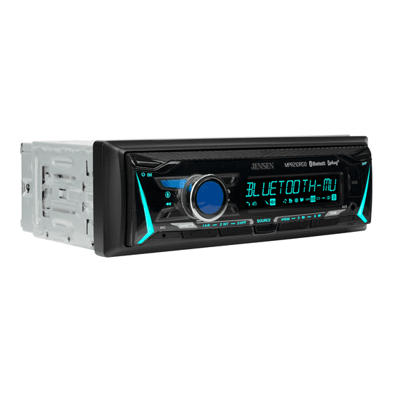 Jensen MPR210RGB Single DIN Car Stereo, Bluetooth, RGB Colors, AM/FM, USB