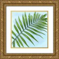 thumbnail image 1 of Jensen, Mia 26x26 Gold Ornate Wood Framed with Double Matting Museum Art Print Titled - Palm on Blue II, 1 of 4