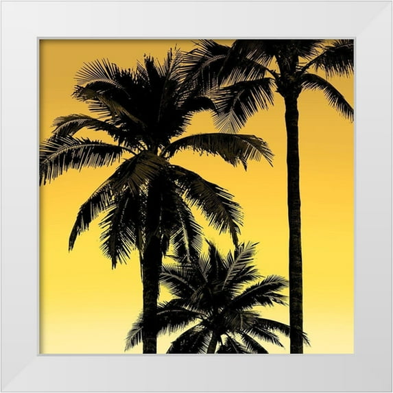 Jensen, Mia 26x26 White Modern Wood Framed Museum Art Print Titled - Palms Black on Yellow I