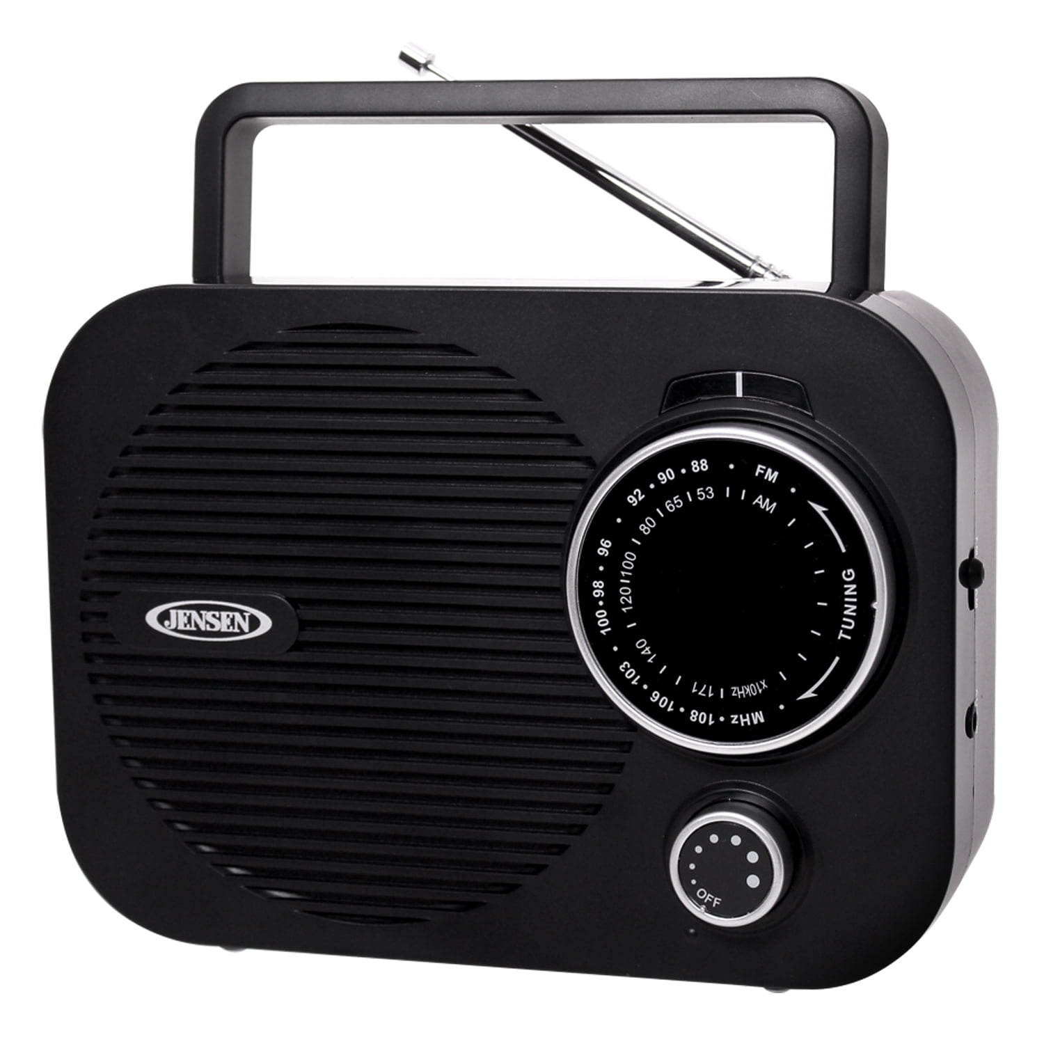 Jensen MR-550-BK Portable AM/FM Radio, Black, Battery Operated