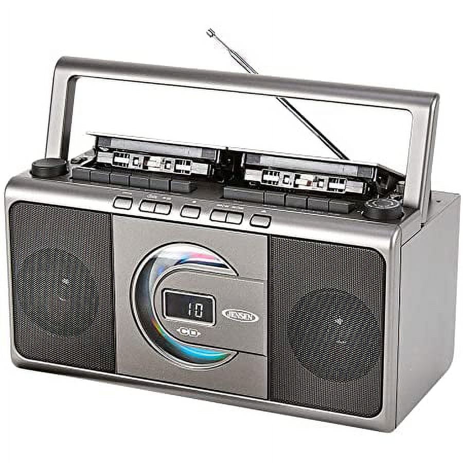 Jensen Portable Stereo CD Player Dual Cassette Deck Recorder with