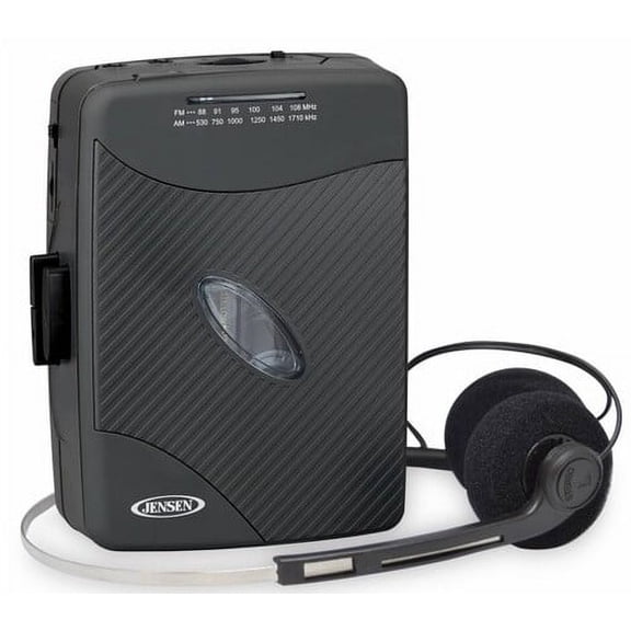 Jensen SCR-75-HP Classic Personal Cassette Player with AM FM Radio (Black)  [MISC ACCESSORY] Black