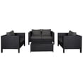 thumbnail image 1 of Jenson Black 4-Piece Wicker Contemporary Sofa Set with Cushions, 1 of 8