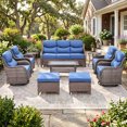 thumbnail image 1 of Jentlehouse 10 Pieces Outdoor Patio Furniture Set with 4 Swivel Rocking Chairs,Wicker Rattan Sofa Set Outdoor Sectional Conversation Set for Garden Lawn Balcony, 1 of 12