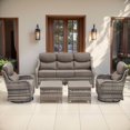 thumbnail image 1 of Jentlehouse 5-Piece Outdoor Patio Furniture Set,Rattan Patio Set Outdoor 3-Seat Couch Set with Swivel Chairs and Ottomans,Outdoor Conversation Furnitures for Porch Balcony Deck, 1 of 11