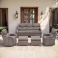 thumbnail image 1 of Jentlehouse 5-Piece Outdoor Patio Furniture Set,Rattan Patio Set Outdoor 3-Seat Couch Set with Swivel Chairs and Ottomans,Outdoor Conversation Furnitures for Porch Balcony Deck, 1 of 12
