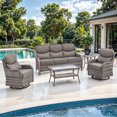 thumbnail image 1 of Jentlehouse 5 Pieces Outdoor Patio Furniture Set,Wicker Rattan Patio Sofa Set with Swivel Chairs,2-Tier Table and Side Table,Outdoor Conversation Set for Poolside Balcony Backyard Porch, 1 of 11