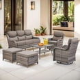 thumbnail image 1 of Jentlehouse 6-Piece Outdoor Patio Furniture Set with Swivel Chairs and Sofa,Hige Back Deep Seat Outdoor Conversation Set for Poolside Backyard Balcony, 1 of 12