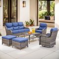 thumbnail image 1 of Jentlehouse 6-Piece Outdoor Patio Furniture Set with Swivel Chairs and Sofa,Hige Back Deep Seat Outdoor Conversation Set for Poolside Backyard Balcony, 1 of 12