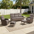thumbnail image 1 of Jentlehouse 6-Piece Patio Furniture Set,Luxury 6'' Thick Conversation Set with Swivel Gliding Chair, 3-Seat Sofa,High Back Outdoor Rattan Seat Set for Balcony Deck Porch, 1 of 11