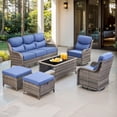 thumbnail image 1 of Jentlehouse 6 Pieces Outdoor Patio Furniture Set,Wicker Rattan Patio Sofa Set with Outdoor Rockers,Coffee Table and Ottomans,Outdoor Conversation Set for Poolside Balcony Backyard Porch, 1 of 12