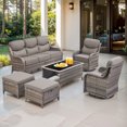 thumbnail image 1 of Jentlehouse 6 Pieces Outdoor Patio Furniture Set,Wicker Rattan Patio Sofa Set with Outdoor Rockers,Coffee Table and Ottomans,Outdoor Conversation Set for Poolside Balcony Backyard Porch, 1 of 12