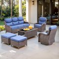 thumbnail image 1 of Jentlehouse 6 Pieces Outdoor Patio Furniture Set,Wicker Rattan Patio Sofa Set with Swivel Chairs,Coffee Table and Ottomans,Outdoor Conversation Set for Poolside Balcony Backyard Porch, 1 of 12