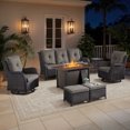 thumbnail image 1 of Jentlehouse 7-Piece Patio Furniture Set with 43'' Fire Pit Table,All-Weather Wicker Outdoor Sofa Set Patio Conversation Set for Balcony Deck Porch, 1 of 11