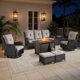 thumbnail image 1 of Jentlehouse 7-Piece Patio Furniture Set with 43'' Fire Pit Table,All-Weather Wicker Outdoor Sofa Set Patio Conversation Set for Balcony Deck Porch, 1 of 11