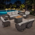 thumbnail image 1 of Jentlehouse 8-Piece Outdoor Patio Furniture Set with Fire Pit Table,Outdoor Sectional Sofa Set with Gliders,Wicker Outdoor Conversation Set for Garden,Backyard,Lawn,Poolside, 1 of 12