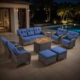 thumbnail image 1 of Jentlehouse 9-Piece Outdoor Patio Furniture Set with Fire Pit Table,Outdoor Rockers Set with Sofa & Ottomans,Wicker Outdoor Conversation Set for Garden,Backyard,Lawn,Poolside, 1 of 12